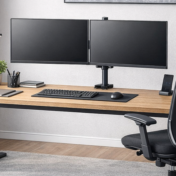 Pole Mounted Monitor Arms For Twin Screens