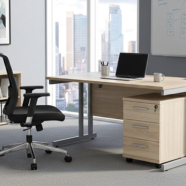 <h4>Upton Rectangular Desk with Pedestal
