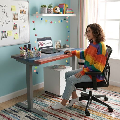 <h3>U3 Rustic Pine Rainbow Solid Wood Standing Desk