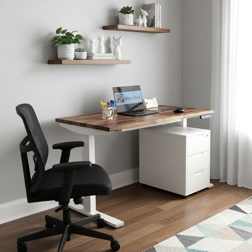 <h4>Walnut Butchers Block Solid Wood Height Adjustable Electric Standing Desk
