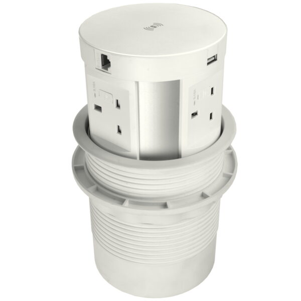 <h4>Pop up Power 4 x Individually-fused Sockets 2x USB 1x Ethernet HDMI Qi Wireless Charging