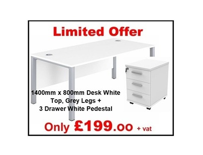 <H4>Limited Offer Rectangular Desk with Pedestal<h4><strong><span style="color: #ed1c24;">£199.00</span></strong></h4>
