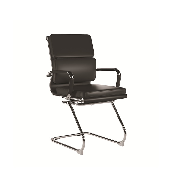 Avanti – Bonded Leather Medium Back Cantilever Meeting Chair with Individual Back Cushions and Chrome Arms & Base