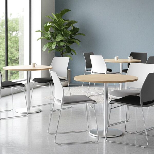 <h5>Verse Padded Seat Stackable Chrome Frame Chair